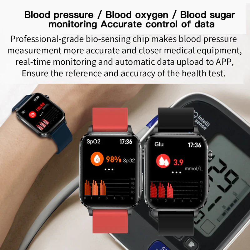 Painless Non-Invasive Blood Sugar Smart Watch Men Laser Treatment Health Blood Pressure Sport Smartwatch Women Glucometer Watch