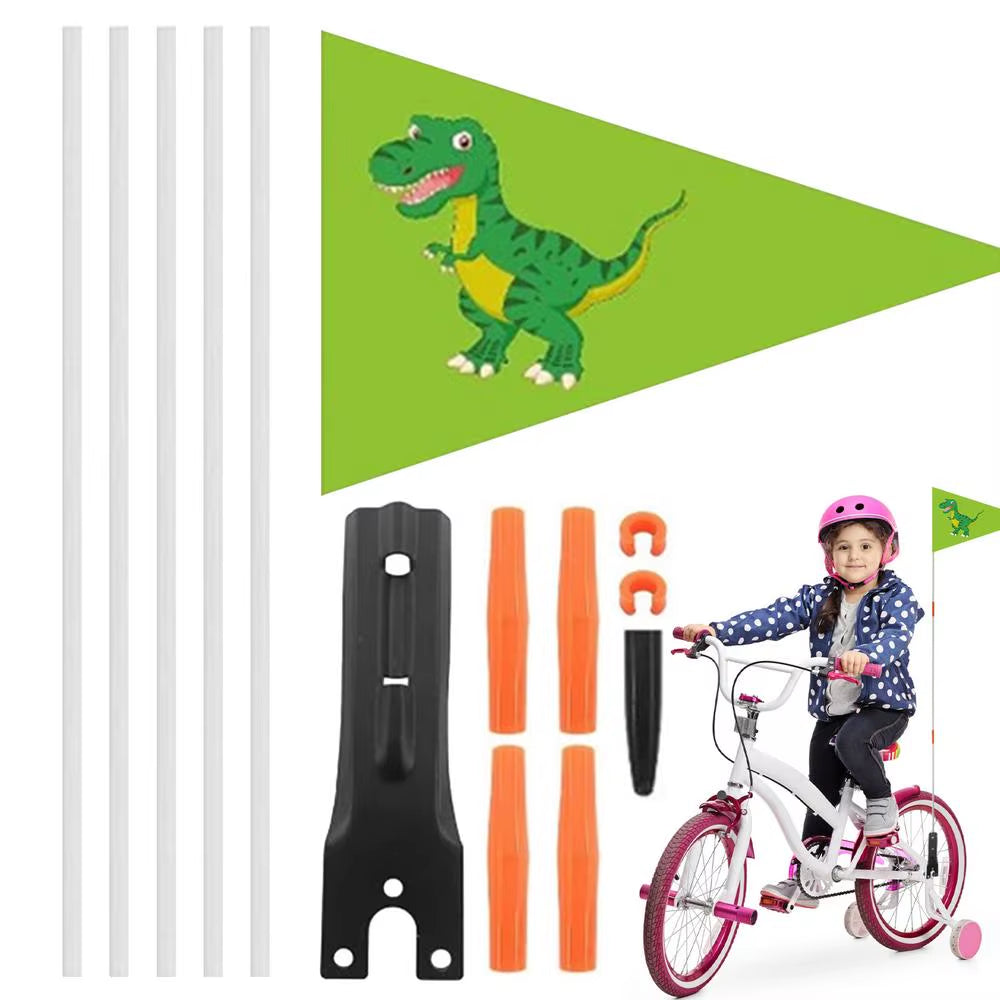 Bicycle Flag Waterproof Kid Bicycle Safety Flags with Flagpole Adjustable Height Bicycle Trailer Flag for Enhanced Visibility
