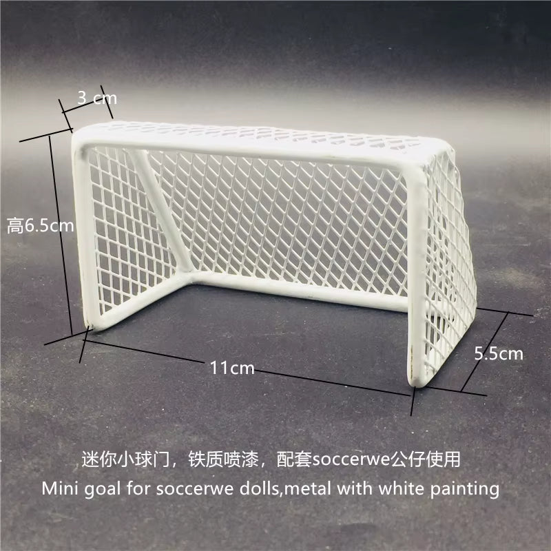 Handmade Mini Metal Goal & 60*30Cm Rubber Field for Soccerwe Soccer Dolls Office Decoration Soccer Fans Collection New Year Gift