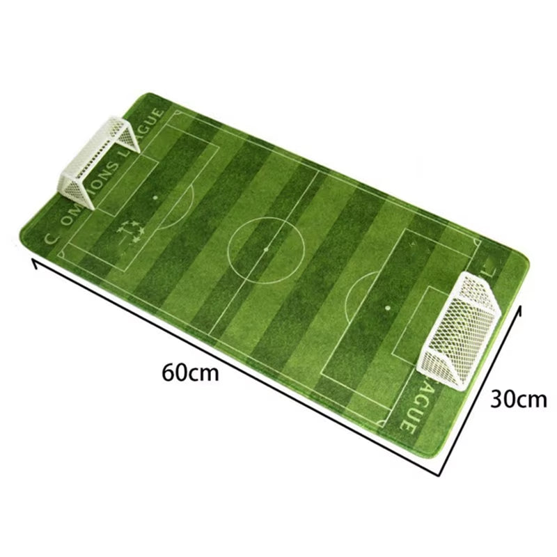 Handmade Mini Metal Goal & 60*30Cm Rubber Field for Soccerwe Soccer Dolls Office Decoration Soccer Fans Collection New Year Gift