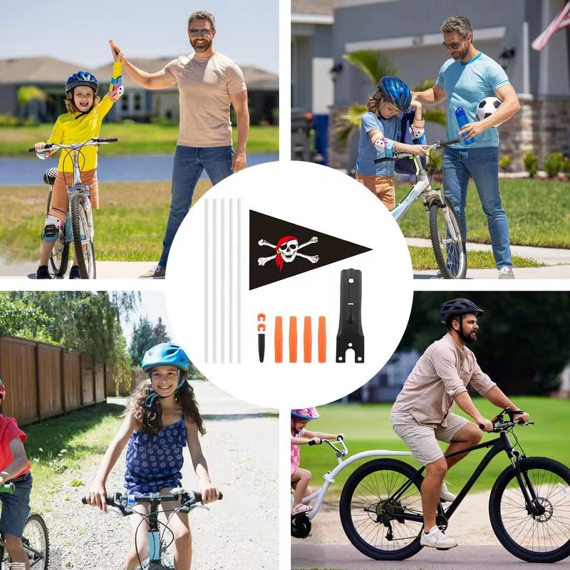 Bicycle Flag Waterproof Kid Bicycle Safety Flags with Flagpole Adjustable Height Bicycle Trailer Flag for Enhanced Visibility