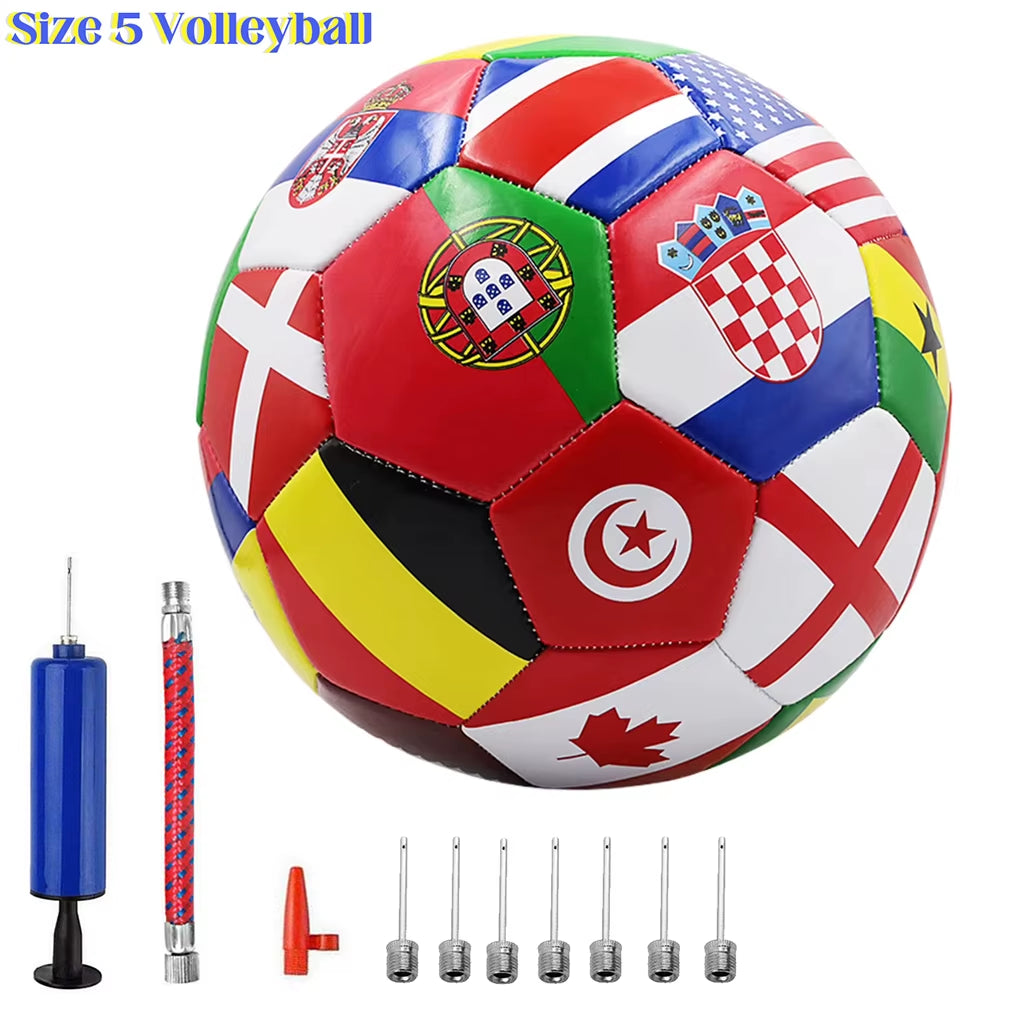 Flag Printed Soccer Ball Official Size 5 Soccer Match Ball Outdoor Match Game Football Pvc 2.7Thickened Team Training Footy Ball