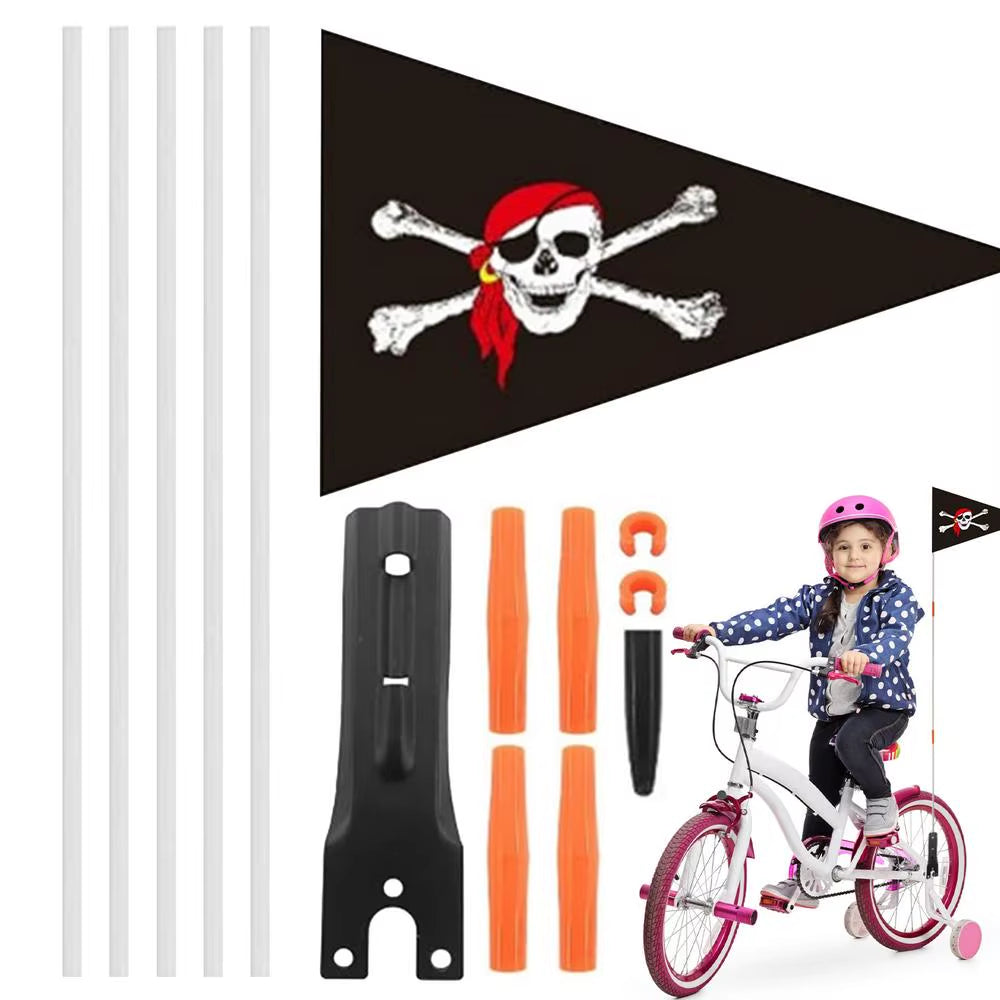 Bicycle Flag Waterproof Kid Bicycle Safety Flags with Flagpole Adjustable Height Bicycle Trailer Flag for Enhanced Visibility